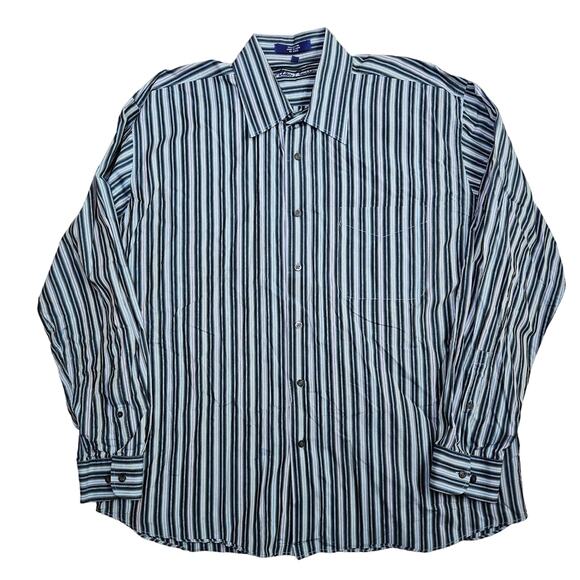🦃 Mens Alan Flusser Cotton Casual Button Down Top Size Xl Multicolor Striped - Picture 2 of 11